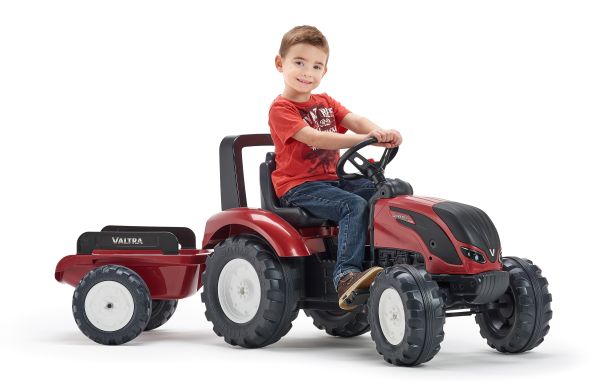 Valtra pedal tractor with trailer, metallic red